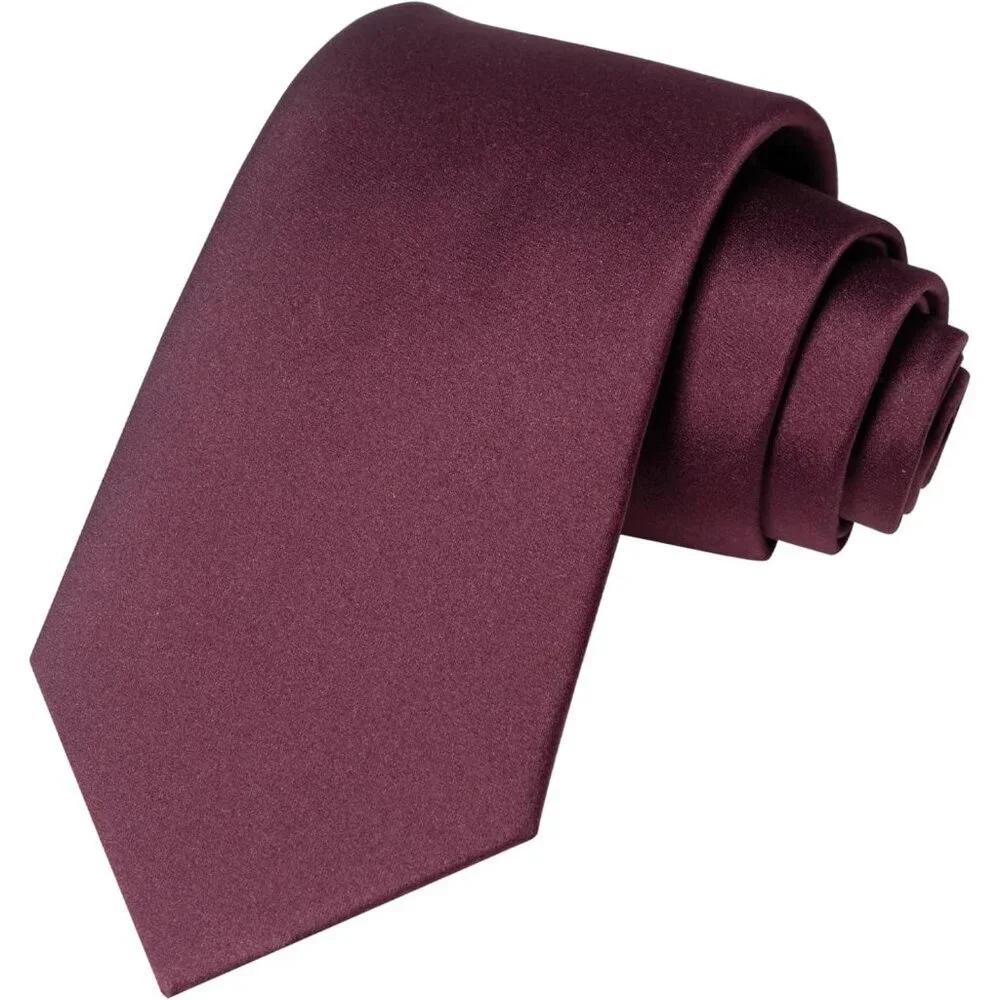 Men's Maroon Solid Pure Color Imported Polyester Formal Neck Ties